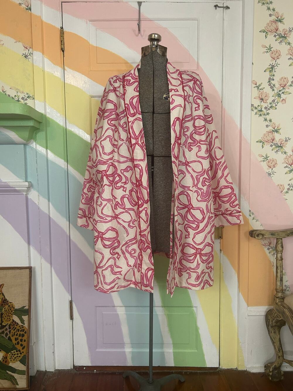 Kilo Brava NWT Pink Bow Print Cotton Kimono Duster Cardigan Size L